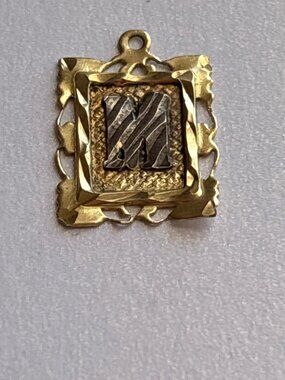 Vintage 10K Tiny Initial Charm Pendant | Letter "M" | Yellow Gold Dainty